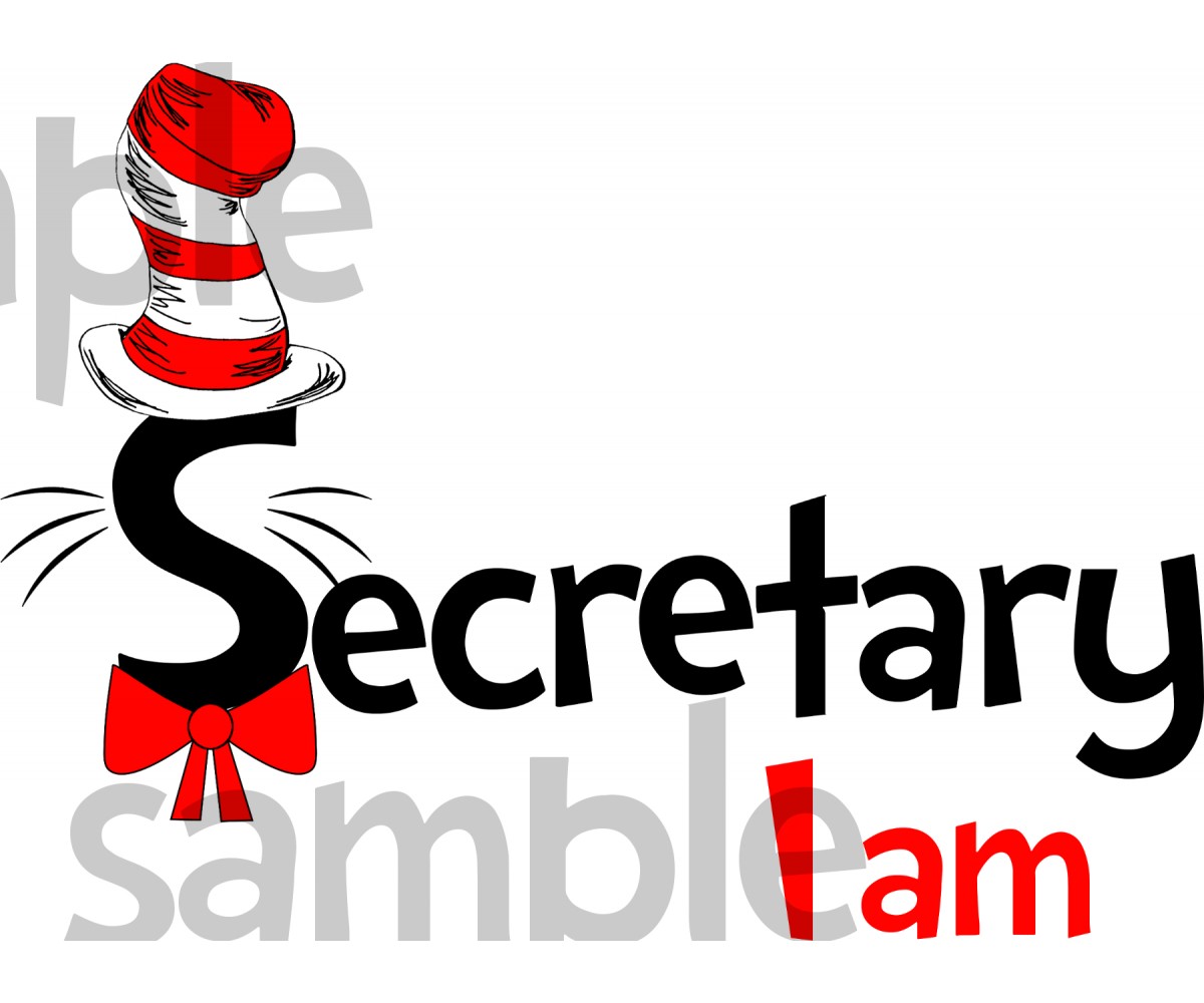 Secretary I am iron on transfer, Cat in the Hat iron on transfer for secretary,(1s)